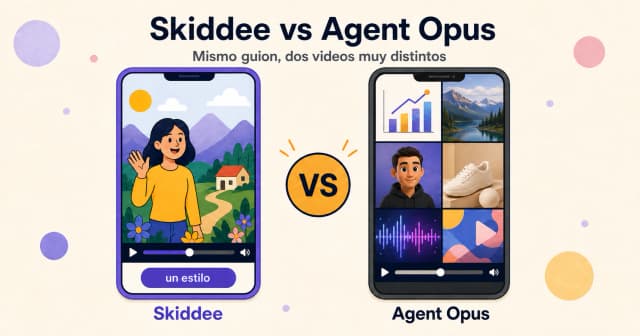 Skiddee frente a Agent Opus: un video de ilustraciones uniformes junto a un video social con estilos mezclados