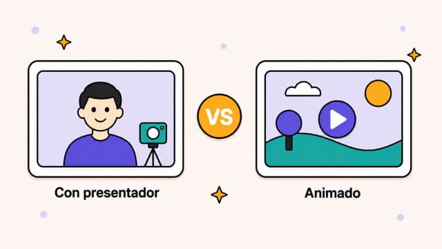 Comparación entre un video con presentador y un video animado con ilustraciones