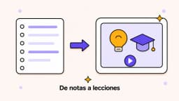 Notas de una lección que se convierten en un video educativo ilustrado