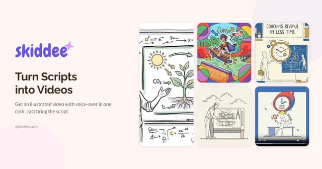 Skiddee turns scripts into illustrated videos with voice-over in one click
