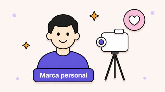 Creador frente a la cámara con trípode, símbolo de confianza y marca personal